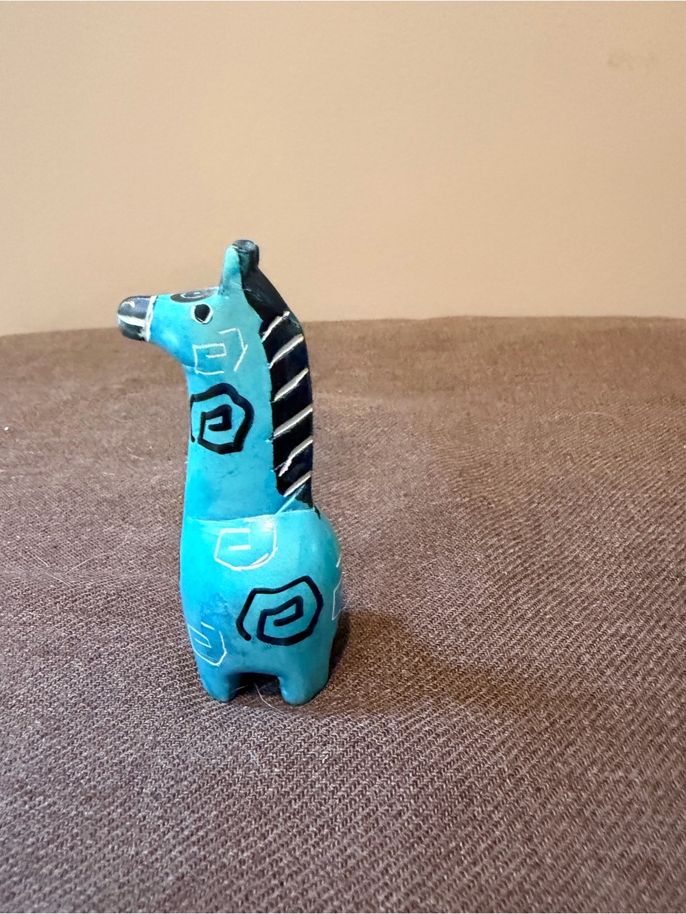 Turquoise Ceramic Llama Figurine by